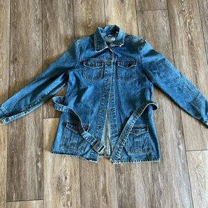 Stylish Blue Denim Jacket with Belt